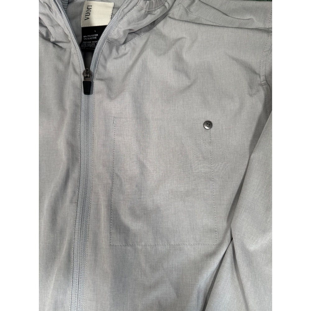 Vuori Men's Lightweight Full Zip Hooded Jacket L Grey Windbreaker - Picture 4 of 4